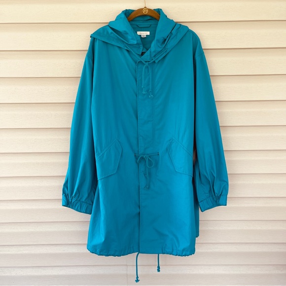 Garnet Hill Womens Blue Hooded Spring Longline Jacket Size 12 - Picture 2 of 13